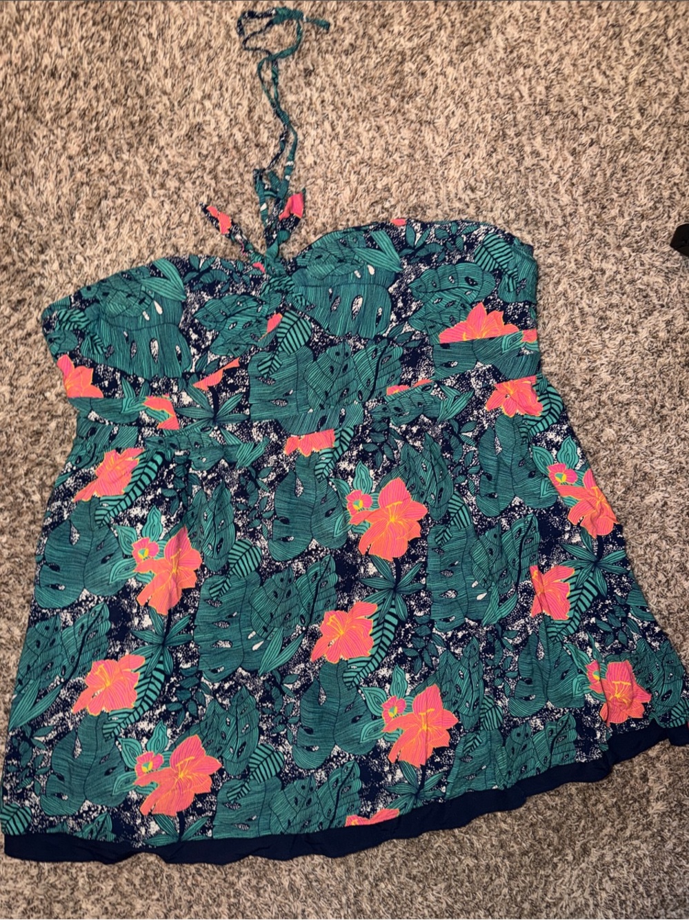 4X Tropical Strapless Floral - Teal & Coral